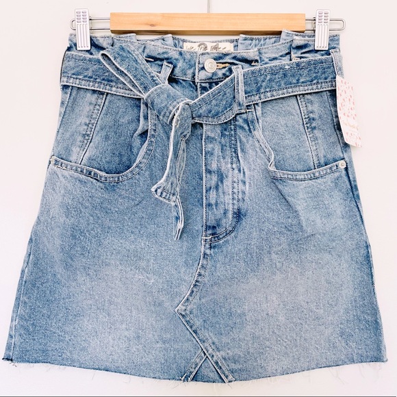 Free People NWT High Rise Indigo Denim Mini Skirt - Picture 3 of 9
